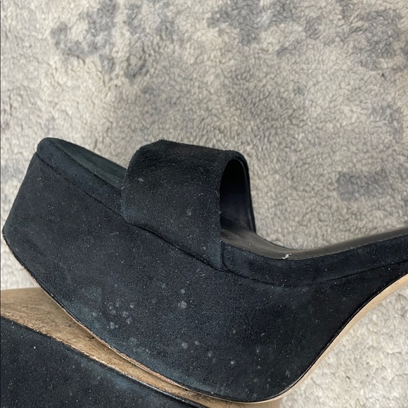 Larroude Dolly Sandal In Black Suede Platform Chunky Heels Sz 10 - Picture 11 of 16